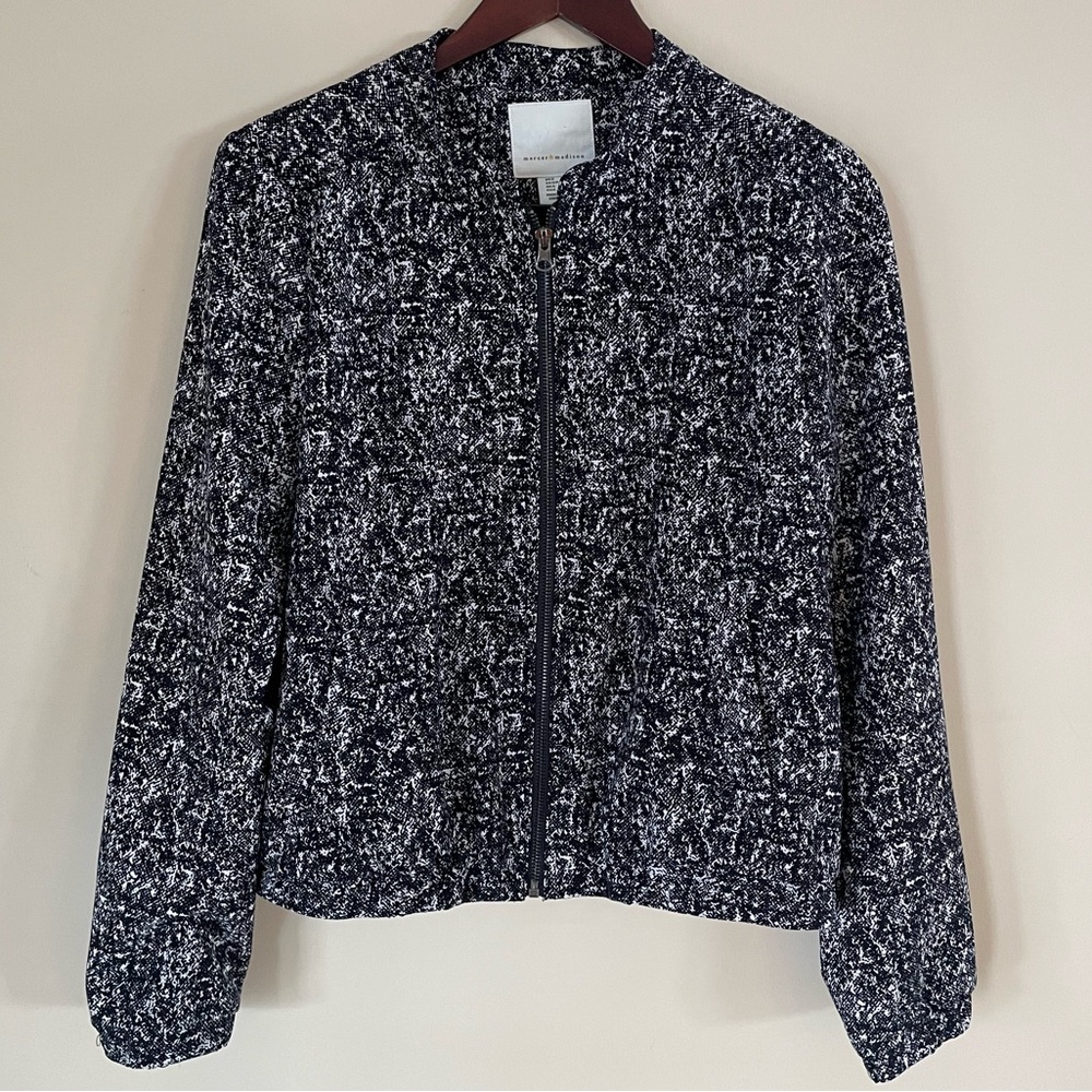 Mercer & Madison Black and White Lightweight Bomber Jacket Size Small